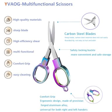 2PCS Folding Scissors, Stainless Steel Safety Portable Mini Travel Small Scissors, Foldable Pocket Badge Scissor, Suitable for Travel, Home, Office, Craft, Sewing, Nurse Accessories - Image 3