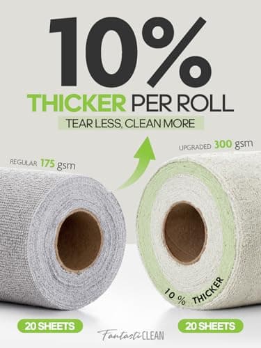 Fantasticlean Tear Away Dish Cloth - 40 Sheets - 10'' by 10'', Reusable Washable Kitchen Towel Rolls, Super Absorbent and Thick Microfiber Cleaning Cloths (2 Rolls of Beige and MossGreen) - Image 7