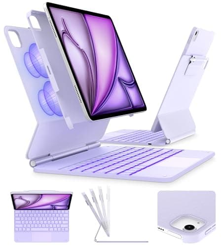 typecase Edge+ Keyboard Case for iPad Air 13-inch(M3 2025 / M2 2024),Ultra-Slim Detachable Case,Portrait & Typing Modes,Built-in Trackpad,11-Color Backlight,Magnetic Stand,Pencil Holder,Light Purple - Image 1