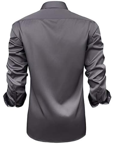 J.VER Mens Dress Shirts Stretch Wrinkle Free Button Down Shirt Casual Long Sleeve Business Formal Stylish Tops Grey XL Tall - Image 4