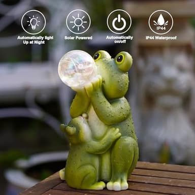 Goodeco Solar Frog Garden Statue - Outdoor Frog Decor with Solar LED Lights for Frog Lovers and Garden Enthusiasts - Ideal Gifts for Mom & Birthdays - Image 6