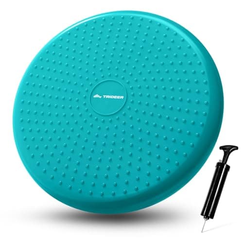 Trideer Inflated Wobble Cushion - Wiggle Seat for Sensory Kids(Multiple Colors), Balance Disc (Extra Thick), Flexible Seating for All Age (34CM Turquoise) - Image 1
