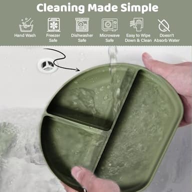 Dahzii 6-Piece Silicone Baby Feeding Set Non-Slip Suction Plate, Bowl, Spoon, Fork, Cup, Bib. BPA-Free, Dishwasher & Microwave Safe for Babies & Toddlers - Image 3