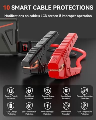 Car Battery Jump Starter, NUSICAN 2000A Portable Car Jump Starter Battery Pack (up to 7.5L Gas/5.5L Diesel Engine) 12V Jump Box for Car Battery with Safety Jumper Clamps, LED Lights, Compact - Image 3