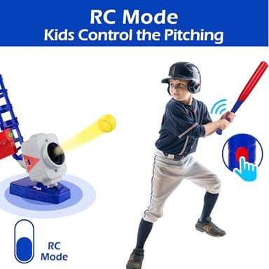 iPlay, iLearn Kids Pitching Machine Toys, 2 in 1 RC Baseball Tennis Pitcher, Auto Ball Launching Bat, Boy Outdoor Outside Sports Backyard Game, Birthday Gift 5 6 7 8 10 12 Yr Youth-Partially Assembled - Image 2