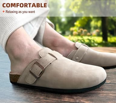BULLIANT Comfort Clogs Slippers Sandals Nurse Work Shoes Unisex for Men Women with Cushioned Cork-Footbed(Camel-13 Women/11 Men) - Image 6