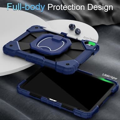 Auizotl Case for iPad (A16) 11th Gen 11 Inch (2025) /iPad 10th Gen 10.9 Inch (2022) with Screen Protector/Rotating Stand/Pencil Holder,Military Grade Shockproof i Pad Case 10th Generation,Navy Black - Image 4