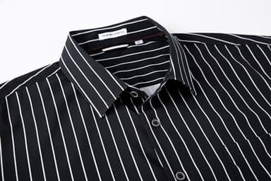 Alex Vando Mens Button Down Shirts Wrinkle Free 4-Way Stretch Print Business Casual Shirt,Black Stripe,L - Image 3