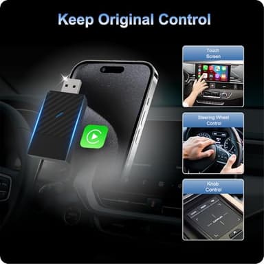 Wireless CarPlay Adapter, Convert Wired to Wireless, Plug&Play USB A/Type C Design for Cars That Built-in Wired Apple Car Play, Easy Use&Seamless Connection for iPhone iOS 10+ - Image 3