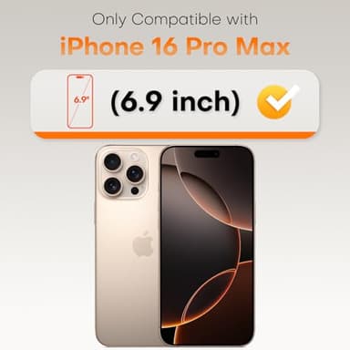 TOCOL for iPhone 16 Pro Max Screen Protector, 9H Hardness Military Grade Shatterproof HD Tempered Glass Full Coverage Easy Installation Case Friendly 2 Pack - Image 2