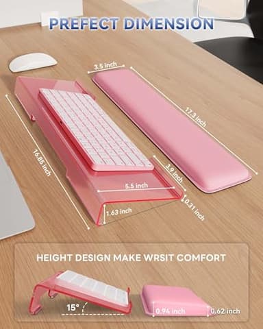Laborio Computer Keyboard Wrist Rest Stand for Desktop, Keyboard Holder for Easy Typing with Wrist Pad for Office Desk, Home, School (Pink) - Image 6