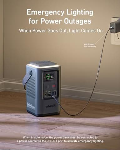 Anker Power Bank Power Station 60,000mAh,Portable Outdoor Generator 87W with Smart Digital Display, Retractable Auto Lighting and SOS Mode, Home Backup(PowerCore Reserve 192Wh) for Travel, Camping - Image 5