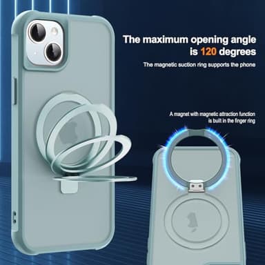 SKYLMW Compatible with iPhone 15 Plus Case with Invisible Magnetic O-Ring Stand Military-Grade Translucent Case for iPhone 15 Plus 6.7" [Compatible with Mag-Safe][Great Grip Feeling], Blue - Image 9
