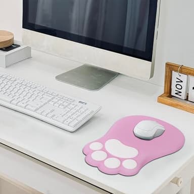 L-SPOUTTO Ergonomic Mouse Pad with Wrist Rest,Cute Cat Paw Mousepad Wrist Support,Comfortable Massage Design Computer Pain Relief Mouse Pad with Non-Slip PU Base for Desk Laptop Gaming Office,Pink - Image 6