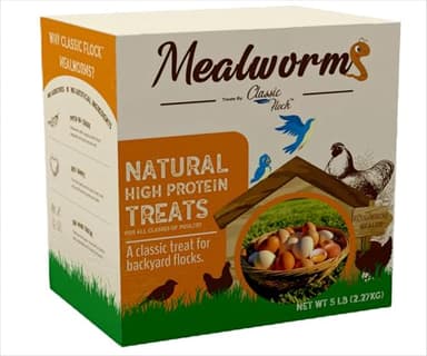 Classic Flock 5lb Dried mealworms - High Protein, Pure Natural, Delicious - Ideal for Chickens, Birds, Ducks, Lizards, Turtles, Fish, and Reptiles, 5lb Meal Worms - Image 1