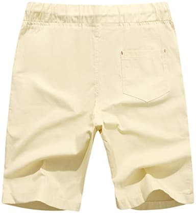 Boisouey Men's Linen Casual Classic Fit Short Summer Beach Shorts (Beige, 2XL) - Image 2