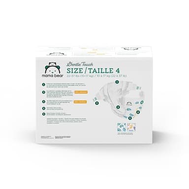 Amazon Brand - Mama Bear Gentle Touch Diapers, Size 4, 148 Count (4 packs of 37) - Image 8