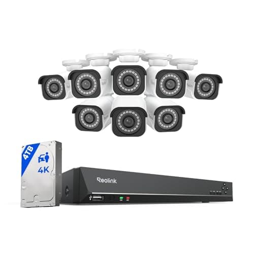 REOLINK 4K Security Camera System, RLK16-800B8 8pcs H.265 PoE Wired with Person Vehicle Detection, 8MP/4K 16CH NVR with 4TB HDD for 24-7 Recording - Image 1