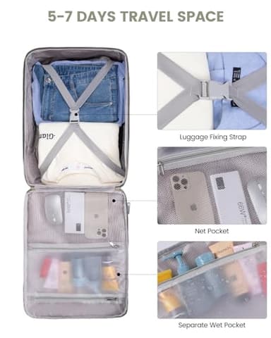 LOVEVOOK 40L Travel Backpack for Women & Men, Airline Approved Carry On Luggage with 3 Packing Cubes, TSA Overnight Bags, Waterproof Personal Item Bag, Weekender Essentials Backpacks fits 17" Laptop - Image 9