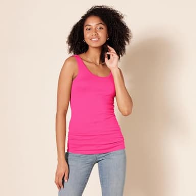 Amazon Essentials Women's Slim-Fit Tank Top, Pack of 2, Bright Pink/Grey Heather, Large - Image 3