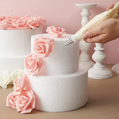 Juvale Cake Dummy Set of 4 Foam Tiers - 6-, 8-, 10- & 12-Inch, 16-Inch Tall, White Foam - Wedding Display & Decorating Practice - Faux Cake Form - Image 5