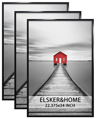 ELSKER&HOME 22.375 x 34 Poster Frame 3 Pack, Black Picture Frame for Horizontal or Vertical Wall Mounting, Sturdy and Scratch-proof - Image 1
