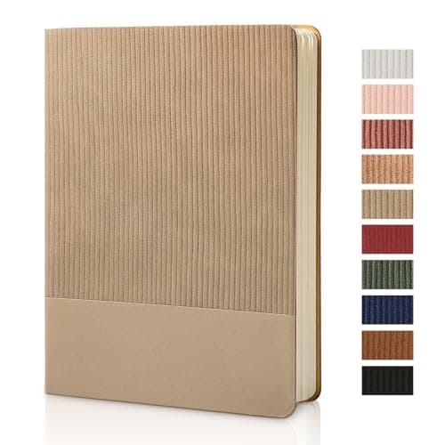 TSFPapier Lined Journal Notebook for Work College Ruled Note Book 5.79"x8.27" A5 PU Leather Daily Journaling 216 Pages for Women Men Writing Home School Supplies Business (A5 Lined 216pages, 01-Khaki) - Image 1