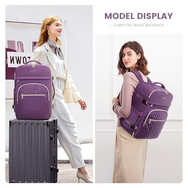 LOVEVOOK Large Travel Backpack for Women, TSA Carry on Backpack for Airplanes, 40L Personal Item Travel Bag fits 17" Laptop, Waterproof Carry on Bag Flight Approved with 4 Packing Cubes - Image 6