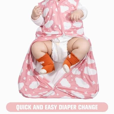 GUNTAIL Baby Sleep Sack 6-12 Months Baby Wearable Blanket 100% Rayon Cotton 2-Way Zipper Toddler Sleeping Sack，Comfy Soft Lightweight TOG 0.3（Cloud） - Image 4