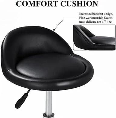 Yaheetech Height Adjustable Rolling Swivel Salon Stool Chair Hydraulic Ergonomic with Backrest Wheels for Tattoo Massage Facial Spa Manicure Dentist Clinic,Black - Image 4