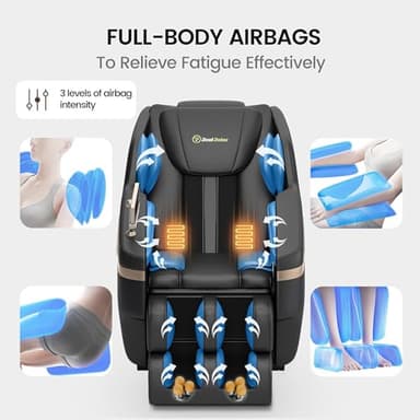 Real Relax 2024 Massage Chair Zero Gravity Full Body Airbags, 8 Fixed Points Massage Rollers with 6 Auto Modes, Bluetooth, Foot Rollers, Heater, Black - Image 4