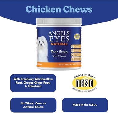 Angels’ Eyes Natural Tear Stain Prevention Soft Chews for Dogs | Chicken Flavor| For All Breeds | No Wheat No Corn | Daily Supplement | Proprietary Formula - Image 3