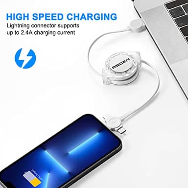 3 in 1 Retractable Multi Charging Cable, 2Pack Multi Fast Charging Cord Retractable Charger Data Sync Cable with iPhone/Type-C/Micro USB Ports for Cell Phones, iPhone Series, Galaxy Series,PS,Tablets - Image 3