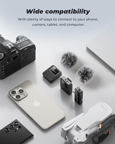 BAILIXIN 3-in-1 Mini Microphone for iPhone, Android, Camera - 328ft Long Range, 20H Battery Life, Wireless Microphones, Lapel Mic with AI Noise Reduction for Video Recording, YouTube, TikTok - Image 7