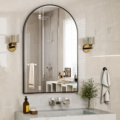 HARRITPURE Arched Wall Mirror – 30"x40" Arch Bathroom Mirror Metal Frame Vanity Mirror for Bedroom, Entryway Dresser Decor, Black - Image 9