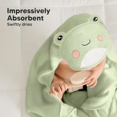 KeaBabies Hooded Baby Towel for Newborn - Viscose Derived from Bamboo Large Baby Bath Towels with Hood for Boys, Girls, Toddler, Extra Absorbent & Soft Newborn Bath Essentials (Frog) - Image 5