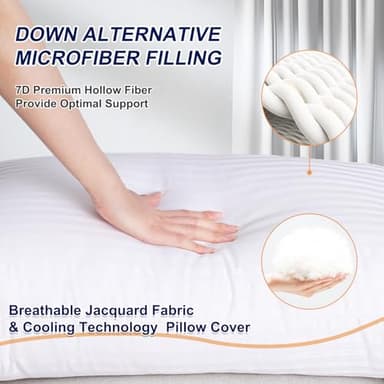 Favocama Bed Pillows Queen Size Set of 2 Hotel Collection Bed Pillow for Sleeping Queen Pillows 2 Pack for Back, Stomach or Side Sleepers Soft and Supportive Washable Pillows for Bedroom - Image 4