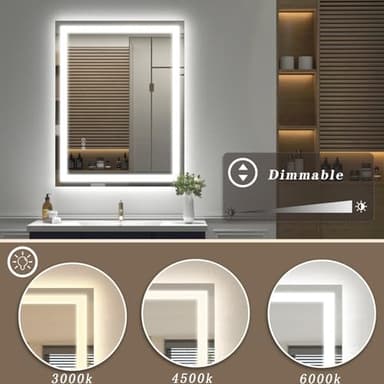 ODDSAN LED Lighted Bathroom Mirror 24x 32, Dimmable Vanity Mirror with Lights, Anti-Fog, ETL Listed (Backlit and Front Lighted) - Image 3