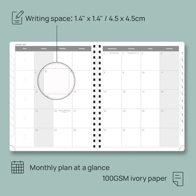 POPRUN Academic Planner 2025-2026 (July 2025-June 2026), Daily Weekly and Monthly Appointment Book (Wirebound Hard Cover - 10'' x 8'') with Hourly Time Slots, Tabs, 100 GSM - Light Pink - Image 4