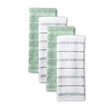 KitchenAid Albany Kitchen Towel 4-Pack Set, Pistachio/White, 16"x26" - Image 1