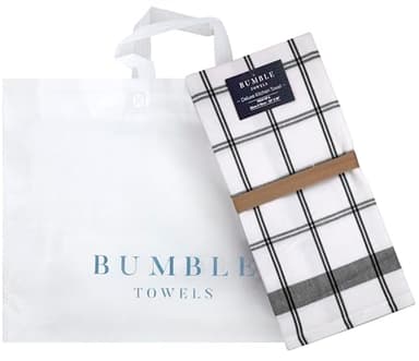 Premium Kitchen Towels (20”x 28”, 6 Pack) | Large Cotton Hand Towels | Flat & Terry Dish Towels | Highly Absorbent Tea Towels Set with Hanging Loop | Black Check - Image 5