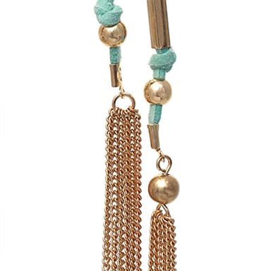 Rosemarie Collections Women's Boho Chic Colorful Vegan Suede With Chain Link Fringe Tassel Extra Long Statement Making Shoulder Duster Dangle Earrings, 7" (Mint) - Image 2