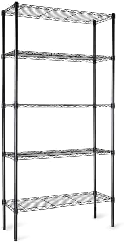 Amazon Basics 5-Shelf Adjustable Heavy Duty Steel Wire Rack Storage Shelving Organizer for Kitchen, Garage, 36" L x 14" W x 72" H, Black - Image 3