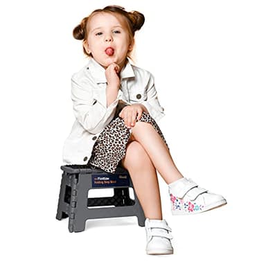 Flottian 9" Folding Step Stool for Adults and Kids Holds Up to 300 lbs,Non-Slip Folding Stools with Portable Handle, Compact Plastic Foldable Step Stool for Bathroom,Bedroom, Kitchen Gray - Image 6