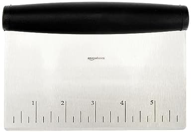 Amazon Basics Multi-Purpose Stainless Steel Scraper/Chopper with Contoured Grip, 6", Black, Silver - Image 3