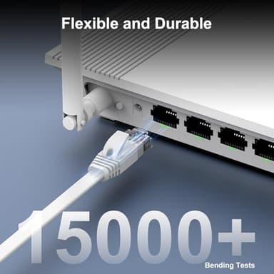 Cat 6 Ethernet Cable 150 ft, Indoor&Outdoor, High Speed 10Gbps Internet Network, Pure Copper Flat Ethernet Patch Cable Long, Computer LAN Cable with Clips & Straps for Router, Modem, PS4/5, White - Image 8