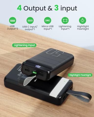 Morfec Power Bank Fast Charging 50000mAh - 22.5W Portable Charger USB C Quick Charge with 4 Outputs & 3 Inputs LED Display Huge Capacity External Battery Pack for iPhone, Samsung, iPad etc - Image 4