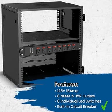 Rack Mount Power Strips,8 Outlet Strips Surge Protector with Individual Switches, PDU Power Strip for Server Racks, 14AWG Heavy-Duty Braided Extension Cord,2700J,15A 125V 1875W (10 FT Cable) - Image 4