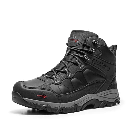 NORTIV 8 Men's Waterproof Hiking Boots Outdoor Trekking Lightweight Mountaineering Leather Shoes,Size 8.5,Black,NMUMHB2501 - Image 1