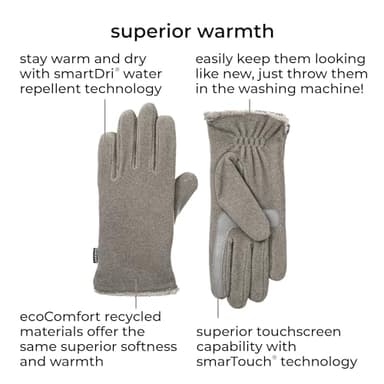 isotoner Women's Stretch Fleece Touchscreen Texting Cold Weather Gloves with Warm, Soft Lining, smartDRI Black, One Size - Image 2